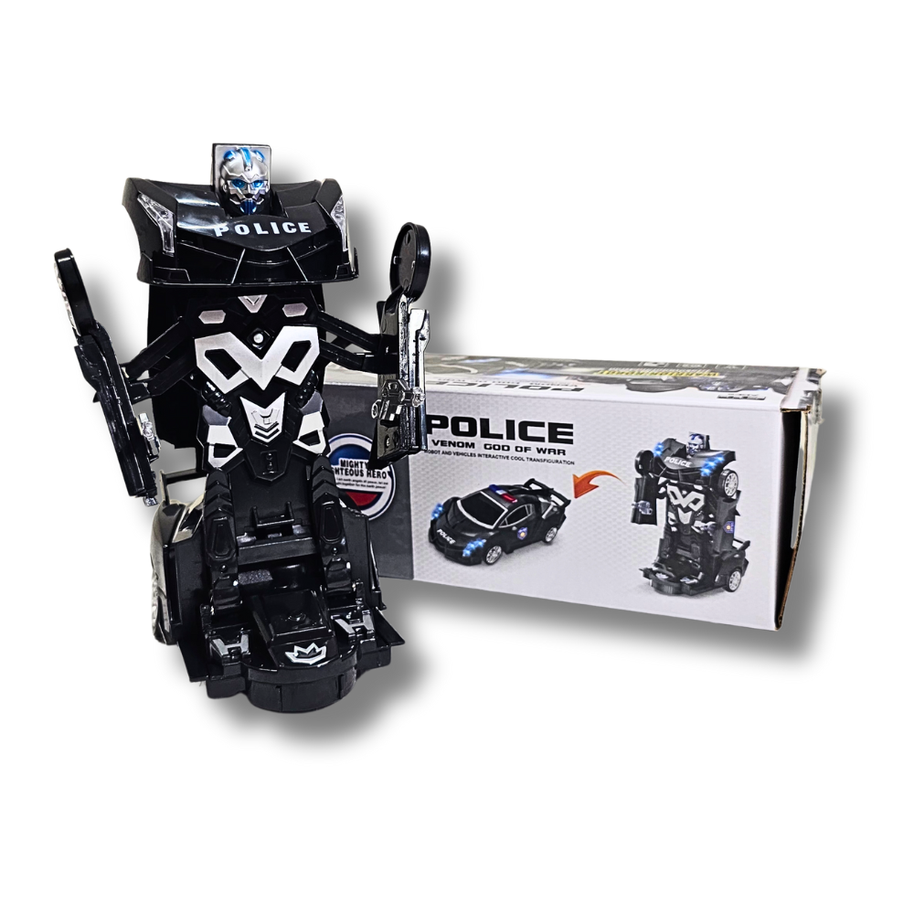 Police Warrior Robot Car (3) Police Warrior Robot Car  | 2-in-1 Transforming Police Car to Robot with Lights & Sound - Image 4